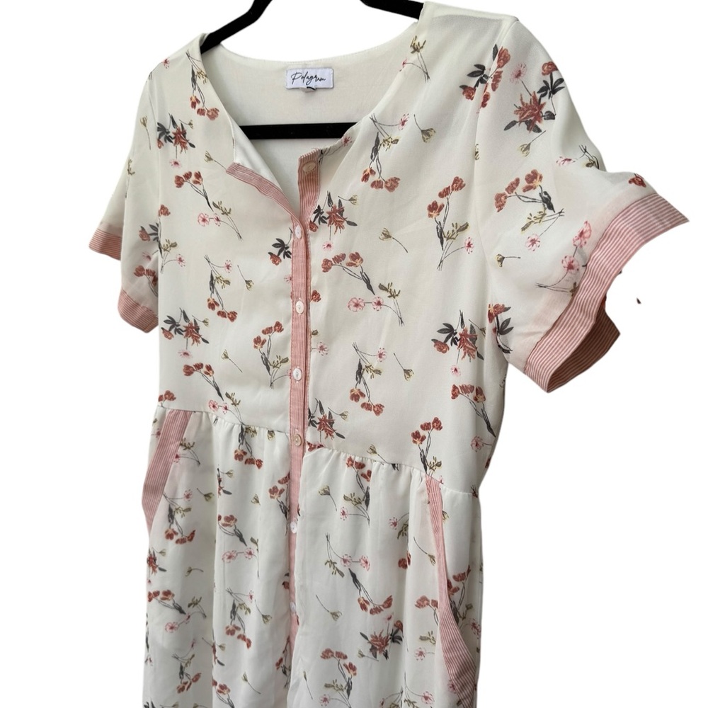 Polagram Floral Shirtdress size Medium - Picture 7 of 10